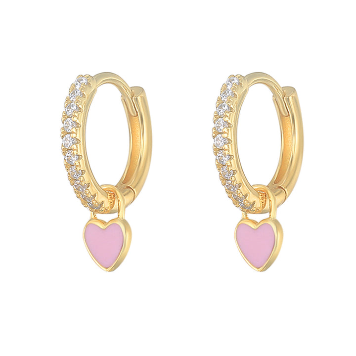 18k gold plated - cutie heart mini hoops earrings