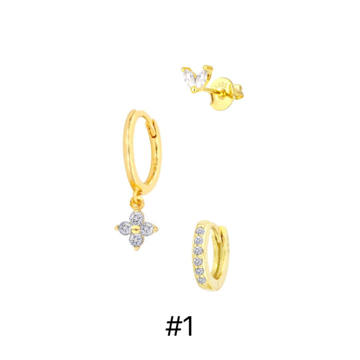 18k gold plated - stacking earring set of 3