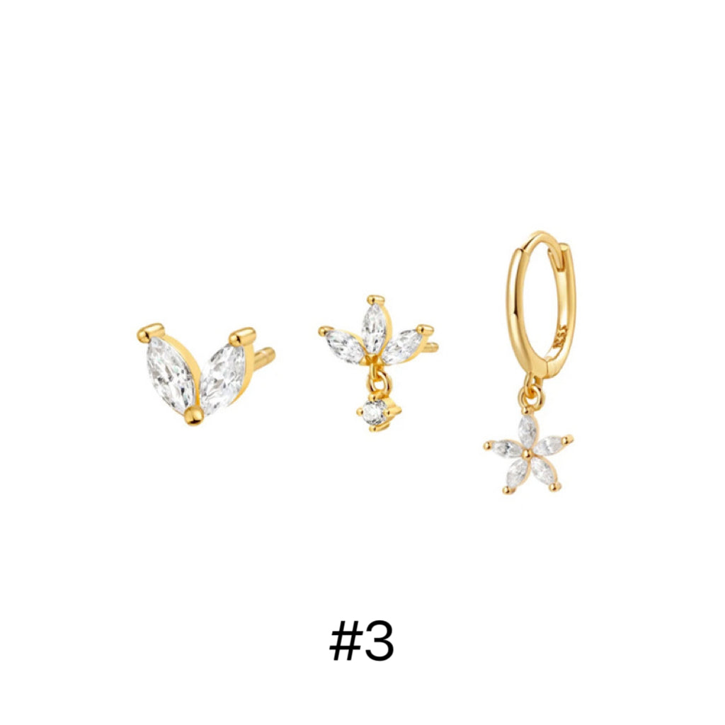 18k gold plated - stacking earring set of 3