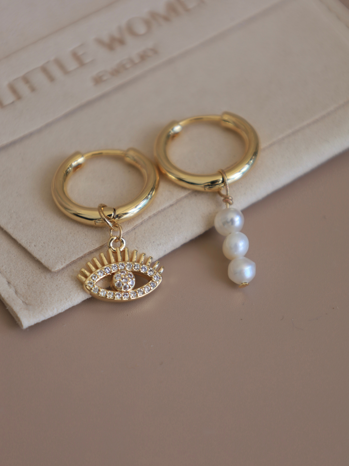 18k gold plated - mini pearl earring hoops