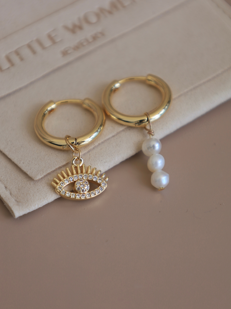 18k gold plated - mini pearl earring hoops