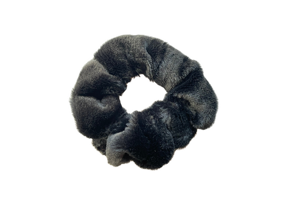 Black satin/velvet/fluffy hair scrunchie