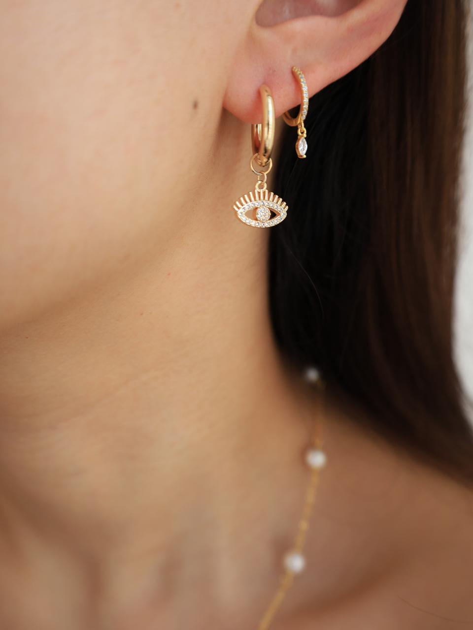 18k gold plated - mini zirconia earring hoops