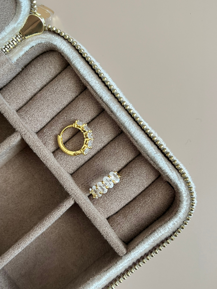 18k gold plated - white cubic tennis hoops earrings