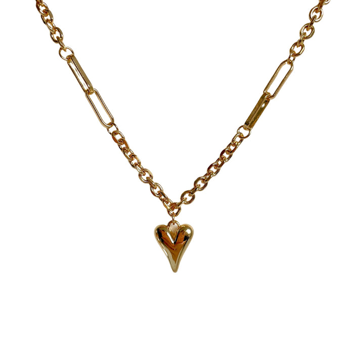 gold tone heart pendant necklace