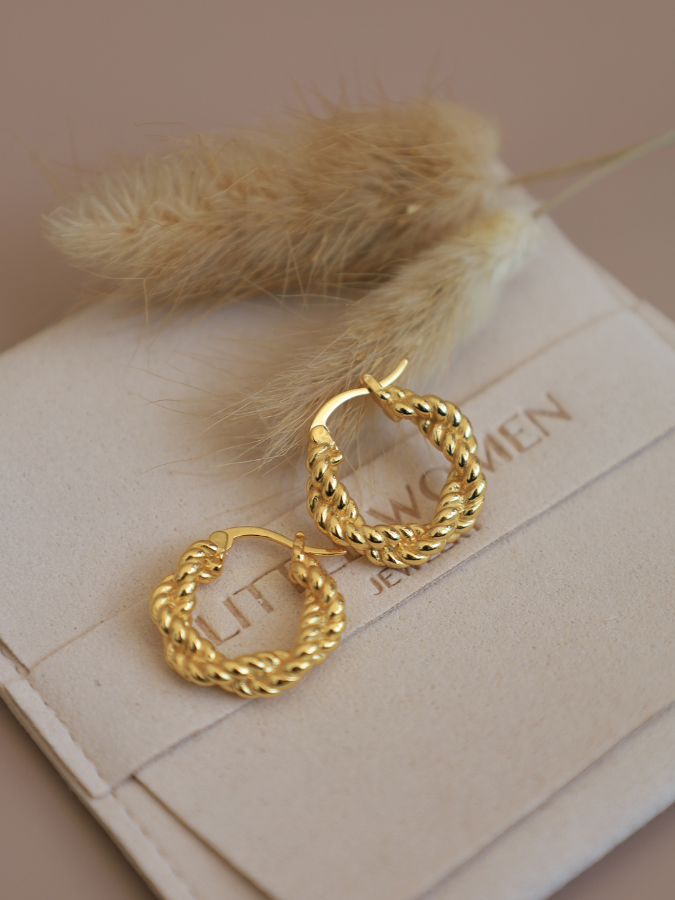 18k gold plated - braid hoop earrings