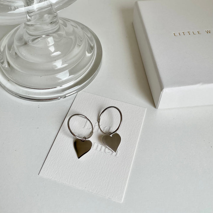 S925 sterling silver heart shape earrings