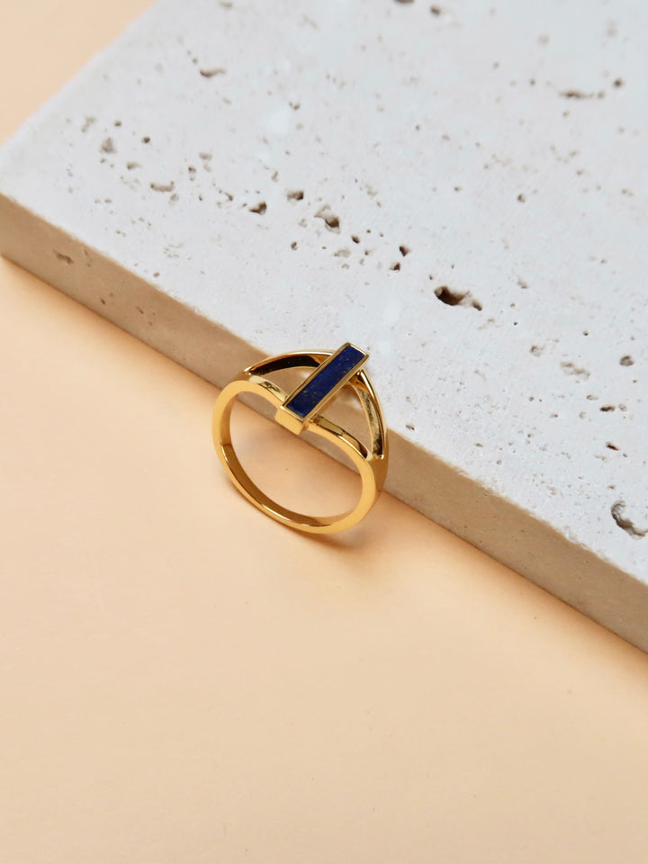 s925 sterling silver ring lapis lazuli 20k gold plated