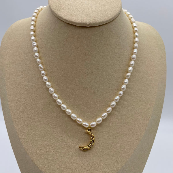 natural pearl necklace My moon 18k gold plated