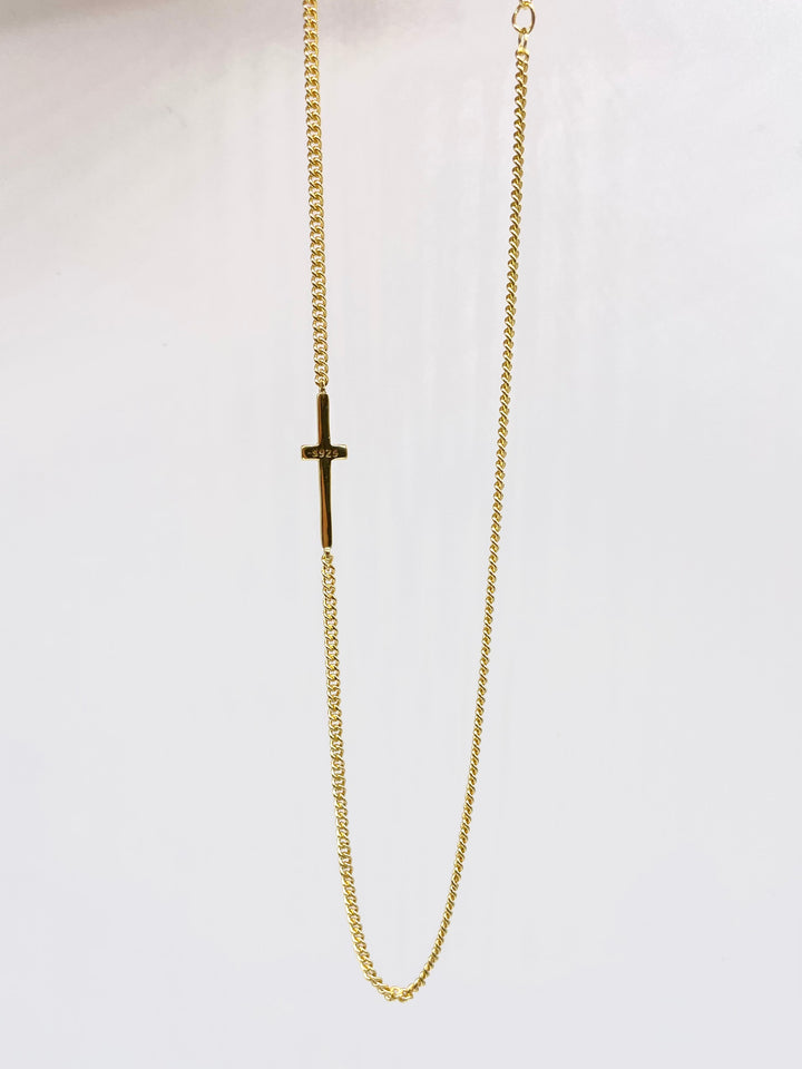 s925 sterling silver Cross necklace 18k gold plated