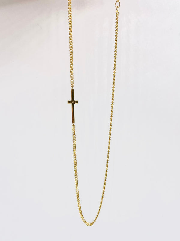 s925 sterling silver Cross necklace 18k gold plated